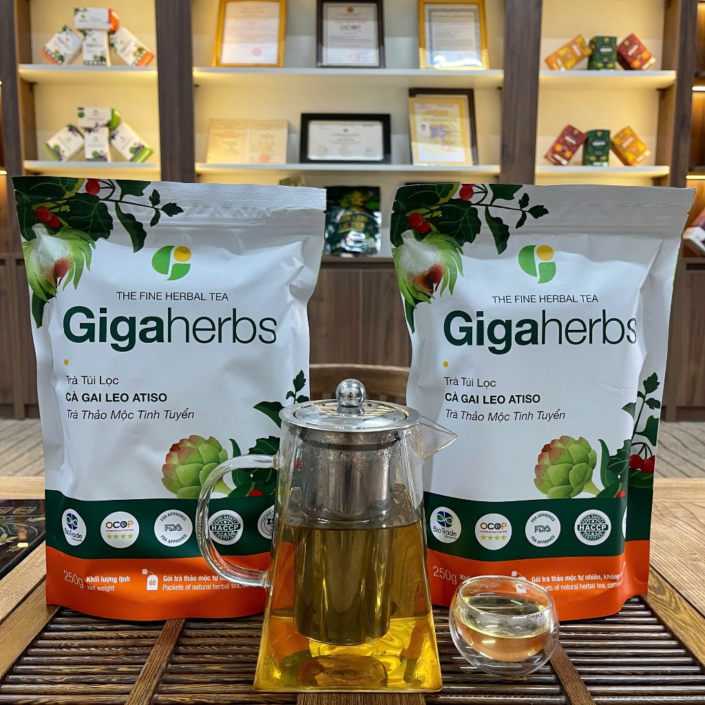 Trà Mát Gan GigaHerbs - Túi Zip 250Gram Trà  Atiso Cà Gai Leo Sạch Nguyên Chất - Hỗ trợ thanh nhiệt, giải độc