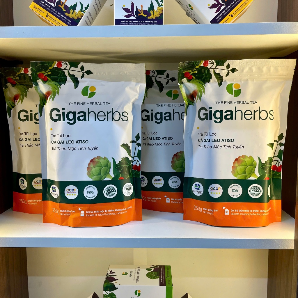 Trà Mát Gan GigaHerbs - Túi Zip 250Gram Trà  Atiso Cà Gai Leo Sạch Nguyên Chất - Hỗ trợ thanh nhiệt, giải độc