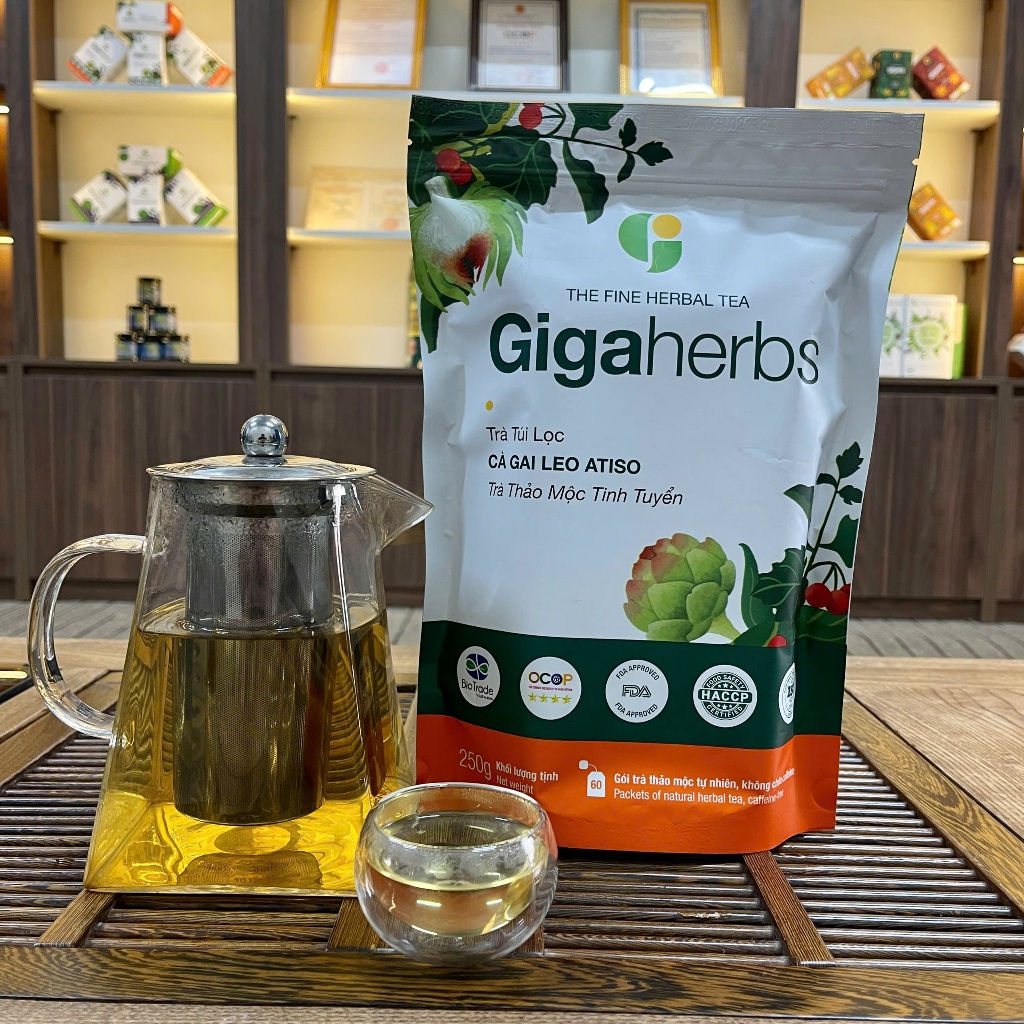 Trà Mát Gan GigaHerbs - Túi Zip 250Gram Trà  Atiso Cà Gai Leo Sạch Nguyên Chất - Hỗ trợ thanh nhiệt, giải độc