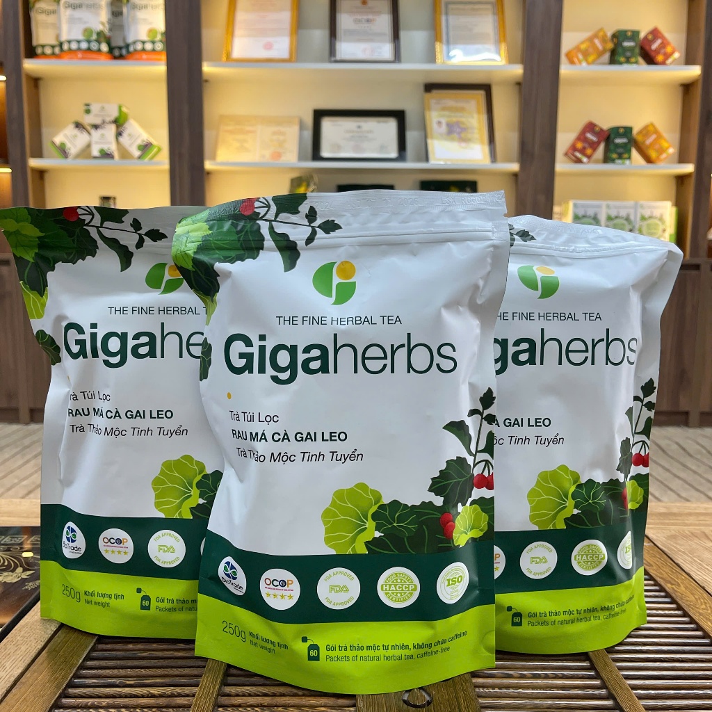 Trà Cà Gai Leo Rau Má Gigaherbs 250Gram - Cà Gai Leo Sạch Nguyên Chất, Rau Má - Hỗ trợ thanh nhiệt, giải độc