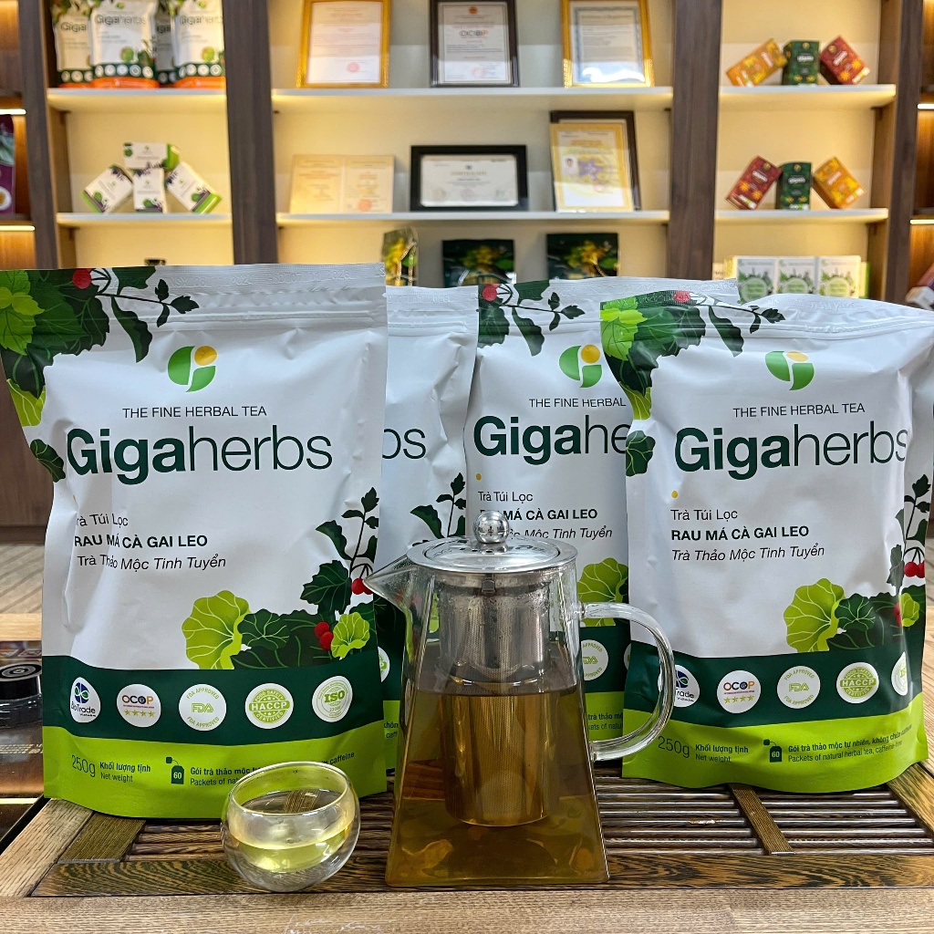 Trà Cà Gai Leo Rau Má Gigaherbs 250Gram - Cà Gai Leo Sạch Nguyên Chất, Rau Má - Hỗ trợ thanh nhiệt, giải độc