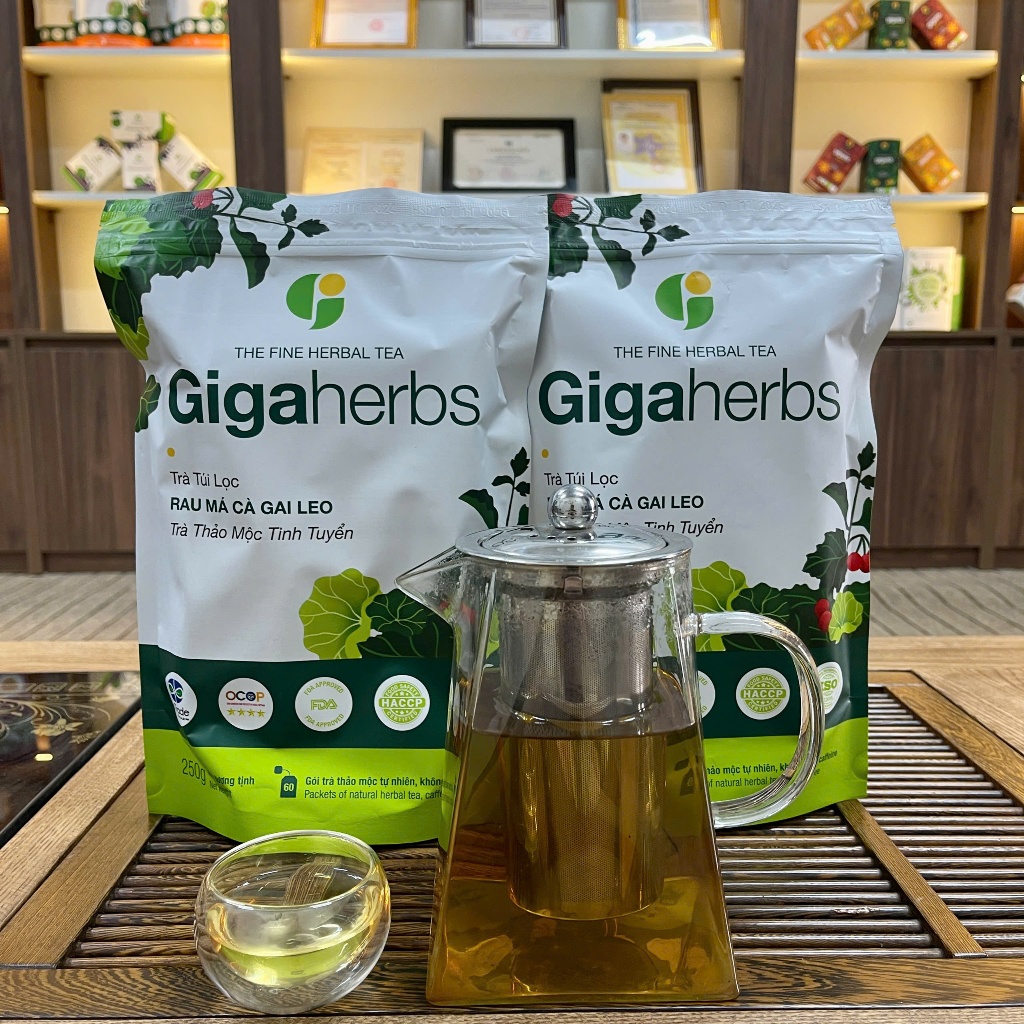 Trà Cà Gai Leo Rau Má Gigaherbs 250Gram - Cà Gai Leo Sạch Nguyên Chất, Rau Má - Hỗ trợ thanh nhiệt, giải độc