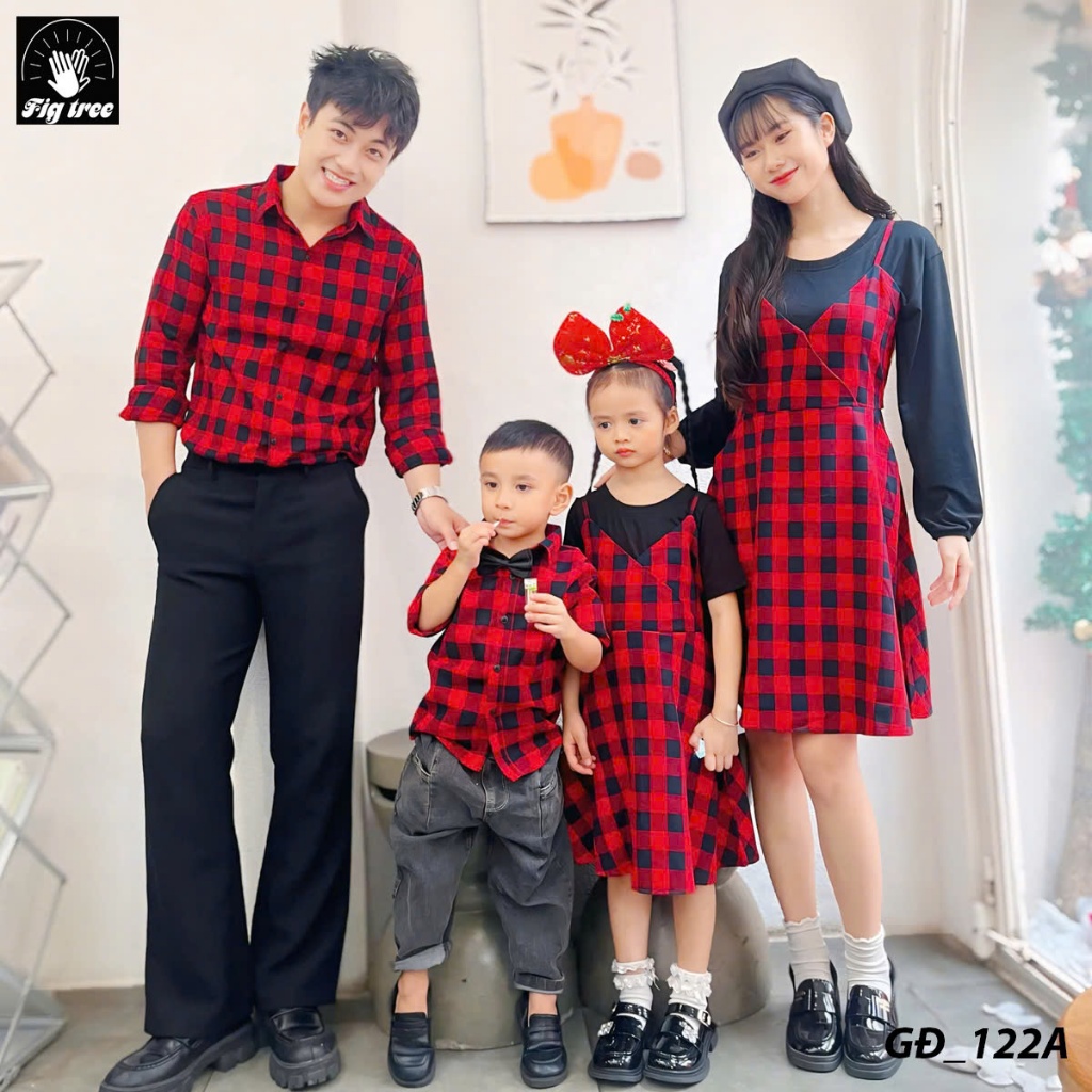 Đồng phục Gia Đình Caro Đỏ Fig Tree dự tiệc siêu rực rỡ, hàng thiết kế nhiều size ( MS :122A)