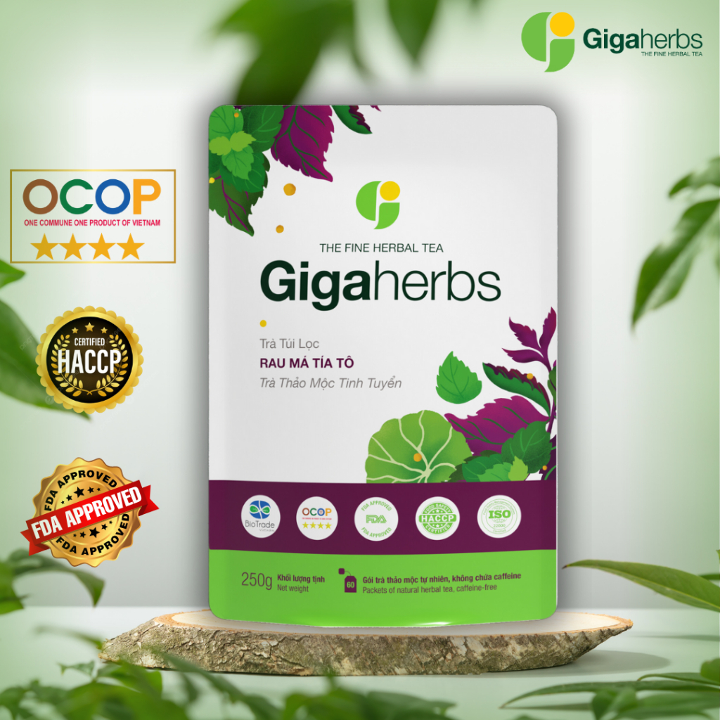 Trà Rau Má Tía Tô Gigaherbs - Túi 250Gr Rau Má Tía Tô Sạch Nguyên Chất - Hỗ trợ Thanh nhiệt, Giải độc