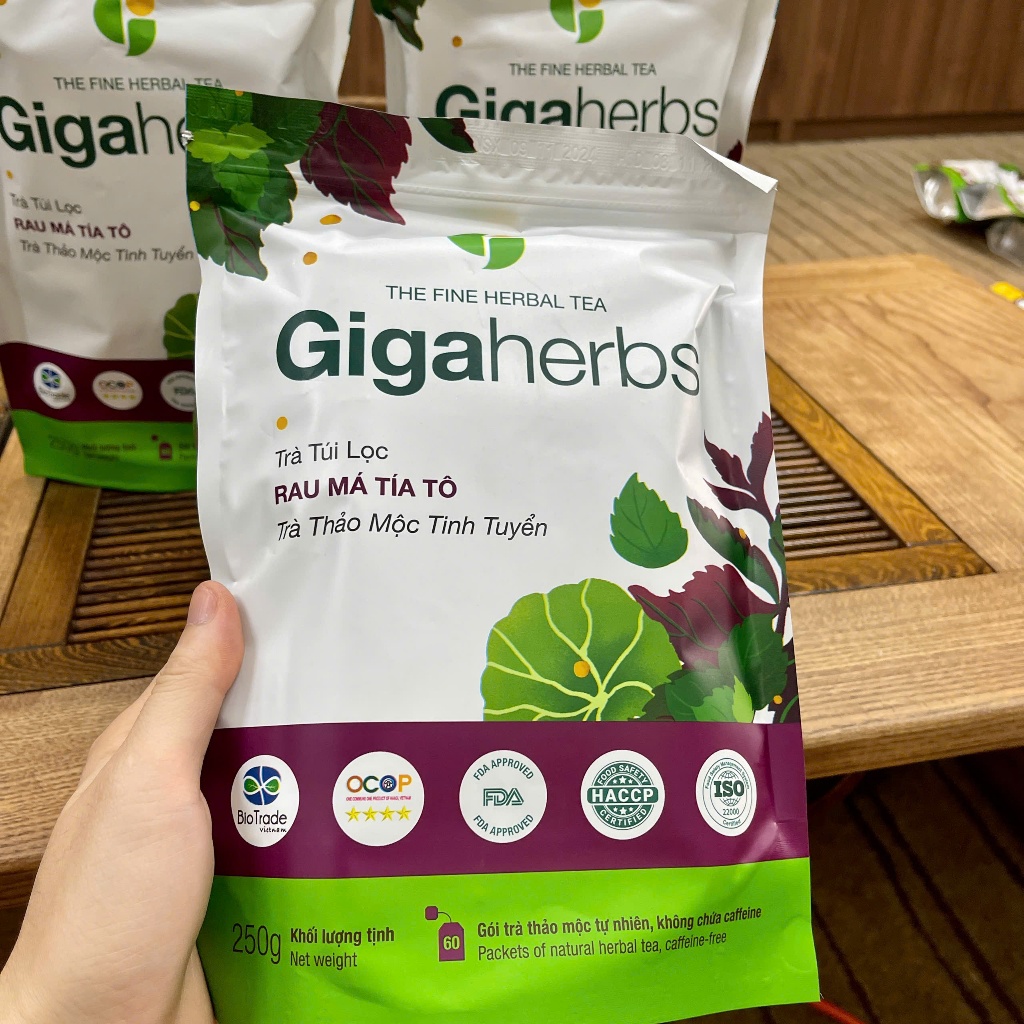 Trà Rau Má Tía Tô Gigaherbs - Túi 250Gr Rau Má Tía Tô Sạch Nguyên Chất - Hỗ trợ Thanh nhiệt, Giải độc