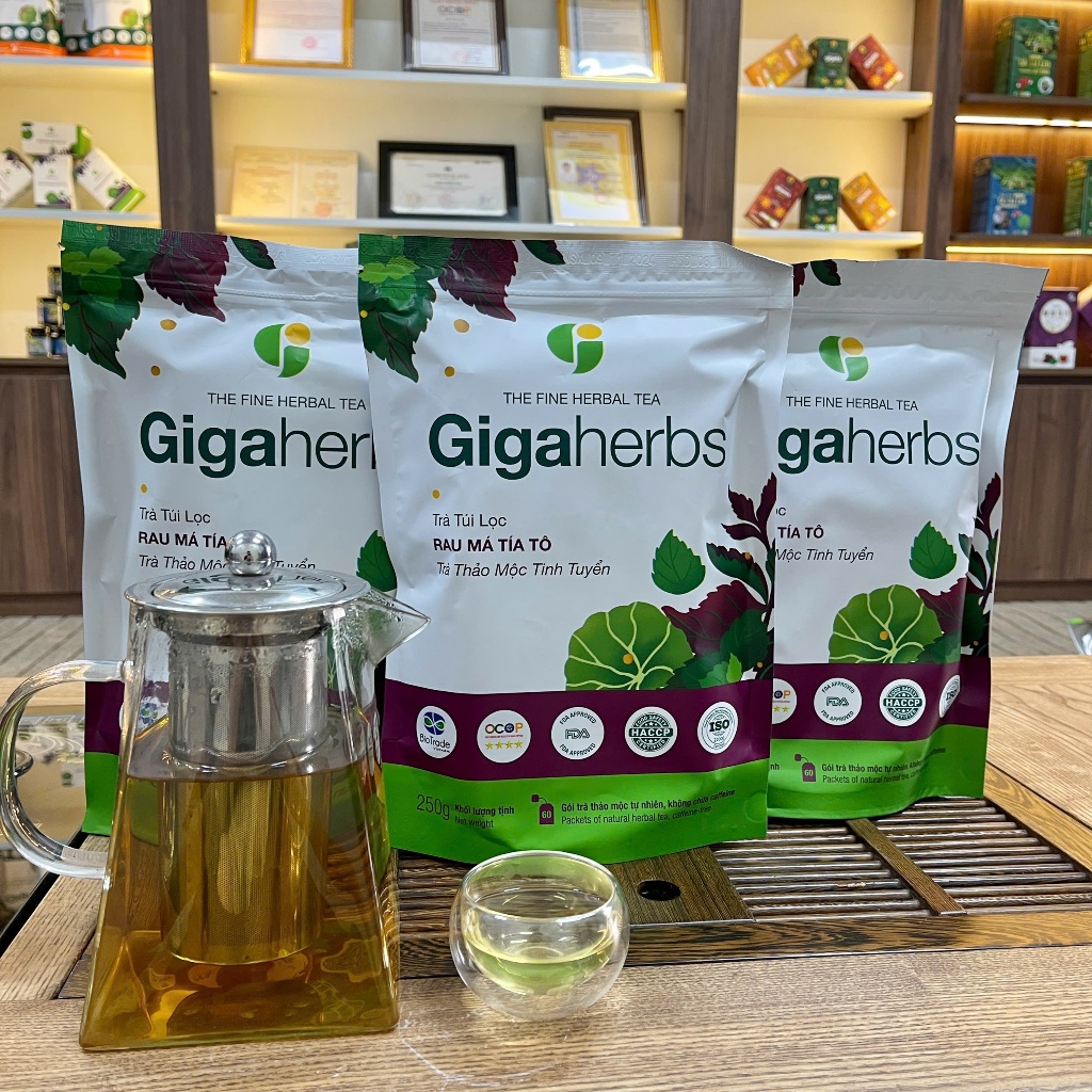Trà Rau Má Tía Tô Gigaherbs - Túi 250Gr Rau Má Tía Tô Sạch Nguyên Chất - Hỗ trợ Thanh nhiệt, Giải độc