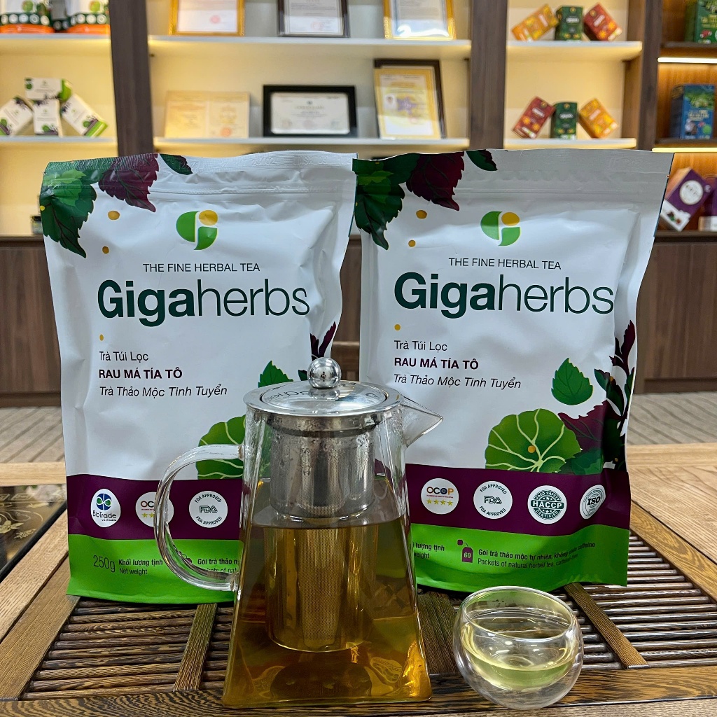 Trà Rau Má Tía Tô Gigaherbs - Túi 250Gr Rau Má Tía Tô Sạch Nguyên Chất - Hỗ trợ Thanh nhiệt, Giải độc