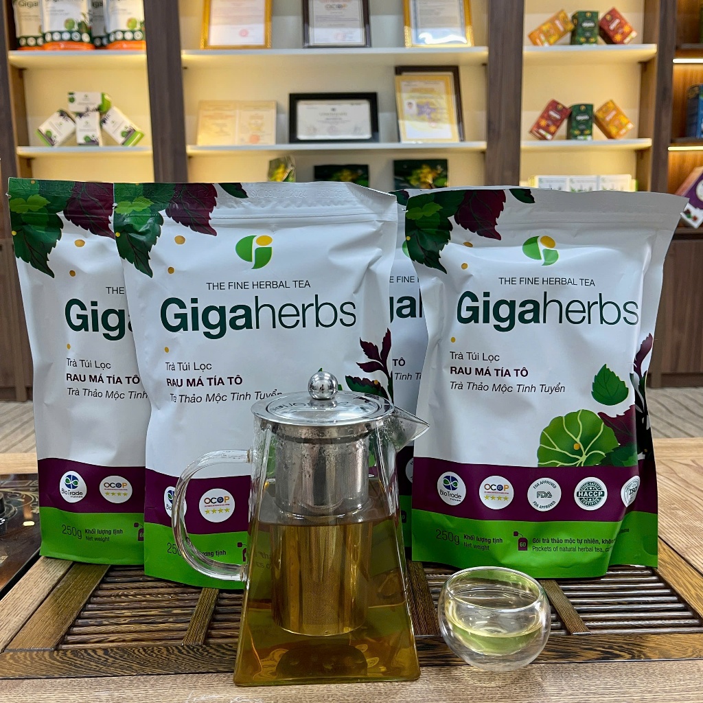 Trà Rau Má Tía Tô Gigaherbs - Túi 250Gr Rau Má Tía Tô Sạch Nguyên Chất - Hỗ trợ Thanh nhiệt, Giải độc