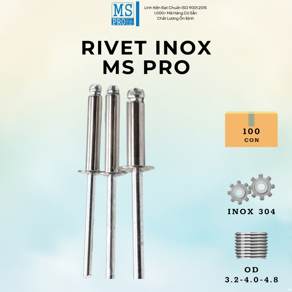[100-200 con] Đinh rút, rivet inox 304 MS PRO OD 3.2 4.0 4.8 | Shopee ...