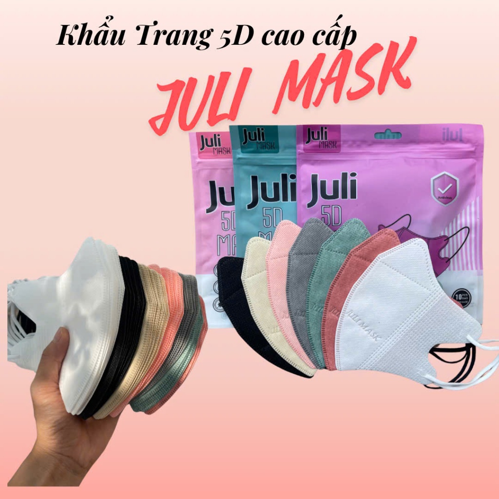 [ Mua 100 tặng 20 chiếc ] khẩu trang Kháng Khuẩn 5D JULIDK hàng cao cấp mẫu mới 2026