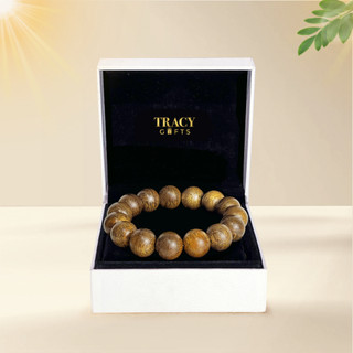 Vòng tay trầm hương hạt tròn “Minh Trí Tài Lộc” TRACY GIFTS, tuổi 10 năm phong thủy may mắn quà tặng