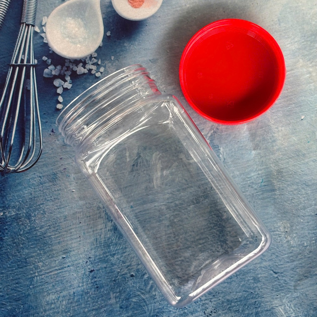Hủ nhựa vuông nắp Đỏ 500ml đựng thực phẩm, bánh kẹo mứt khô Tết