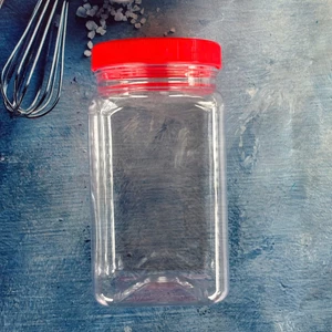 Hủ nhựa vuông nắp Đỏ 500ml đựng thực phẩm, bánh kẹo mứt khô Tết