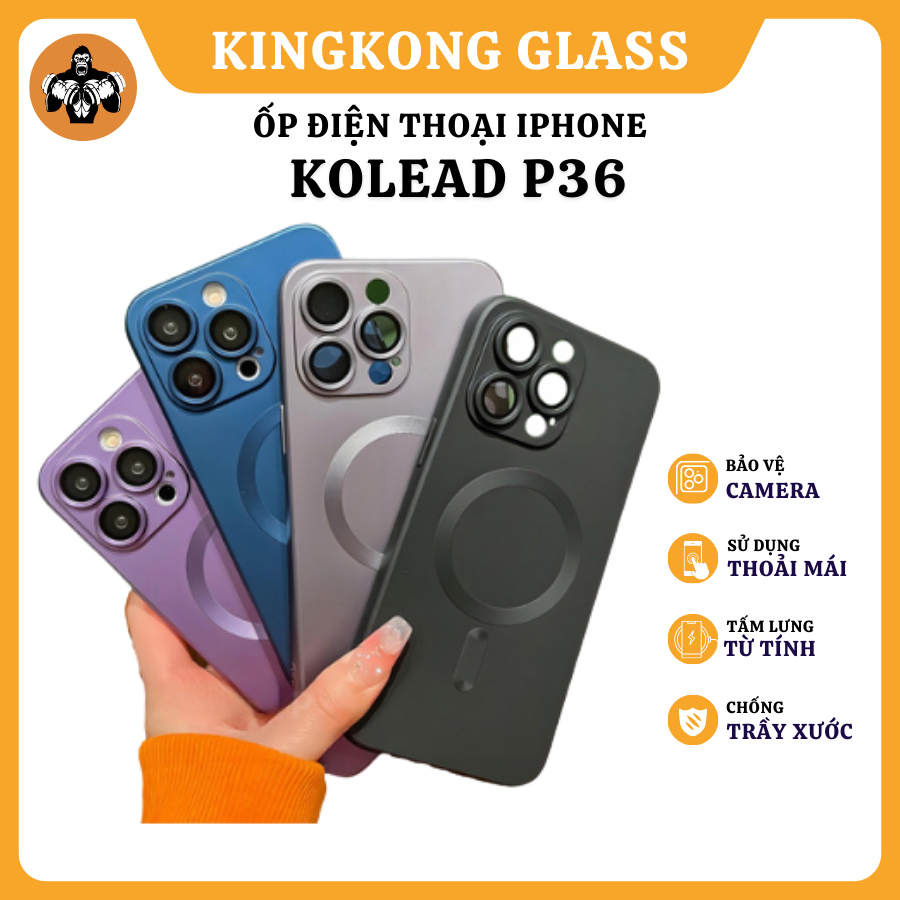 Ốp lưng từ tính mềm họa tiết kim loại bảo vệ camera KOLEAD P36 chống bám vân tay dành cho 11 12 13 14 15 Promax