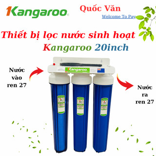 Bộ cốc lọc đầu nguồn Kangaroo 20inch - Lọc Nước Sinh Hoạt, Nấu Ăn, Xử Lý Nước Trước Máy Giặt