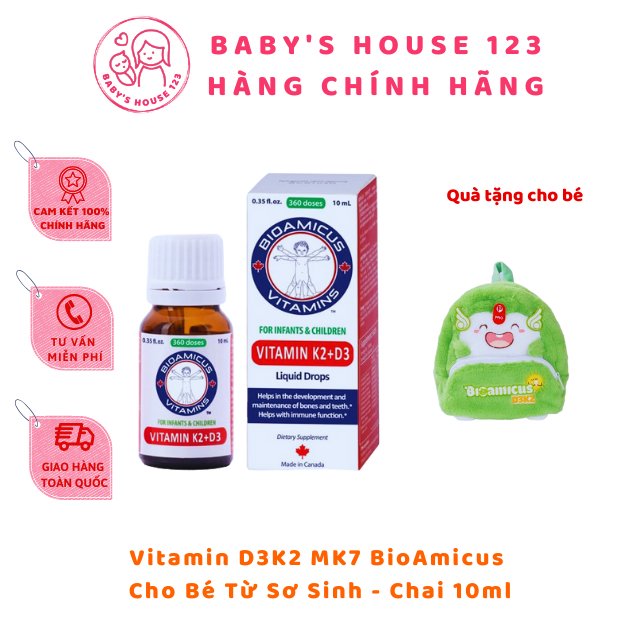 Vitamin D3K2 MK7 BioAmicus Cho Bé Từ Sơ Sinh K2 D3 MK7 - Chai 10ml ...