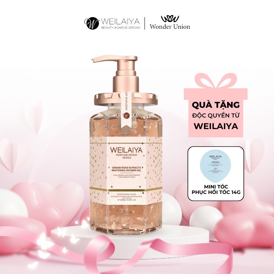 Ảnh Sữa tắm trắng da cánh hoa hồng Damask Weilaiya hương nước hoa, trắng da toàn thân 450ml 4