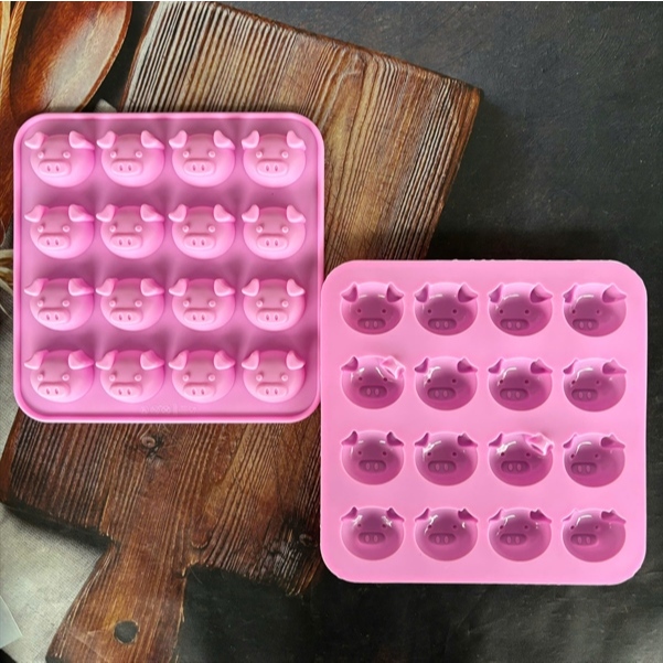 Khuôn vỉ Silicon Heo hồng 16 ô làm kẹo dẻo, socola, thạch trà sữa - KH247I