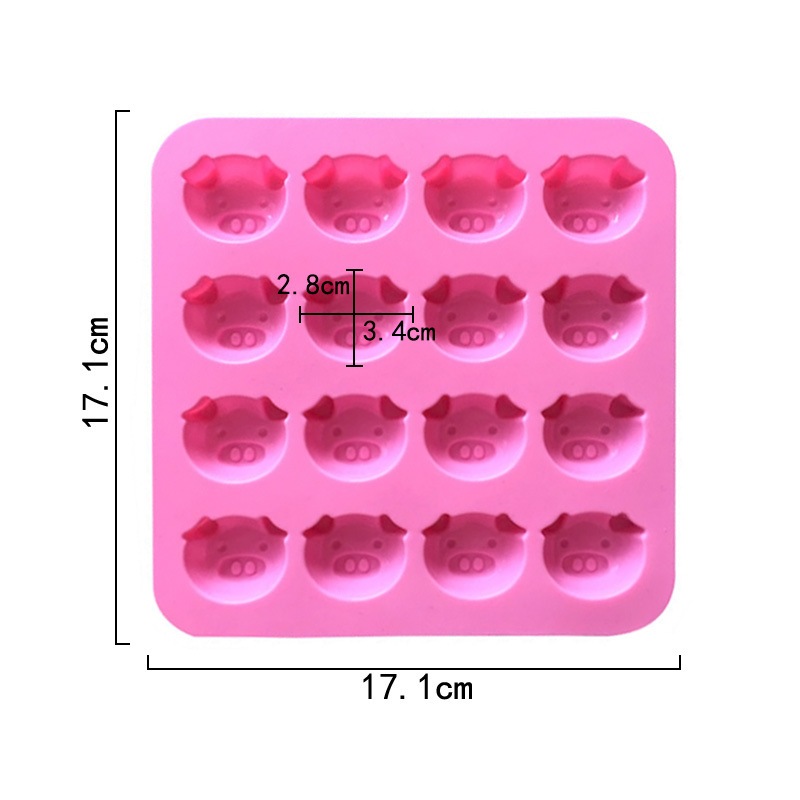 Khuôn vỉ Silicon Heo hồng 16 ô làm kẹo dẻo, socola, thạch trà sữa - KH247I
