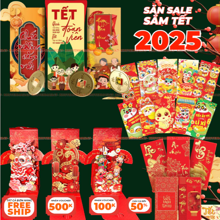 SET 100 CÁI BAO LÌ XÌ 【TÙY CHỌN】✓TẾT BÍNH NGỌ 2026