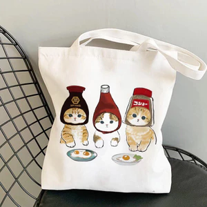 Túi tote vải canvas túi đeo vai hình mèo dễ thương thời trang hàn quốc cao cấp 35x40 tota016