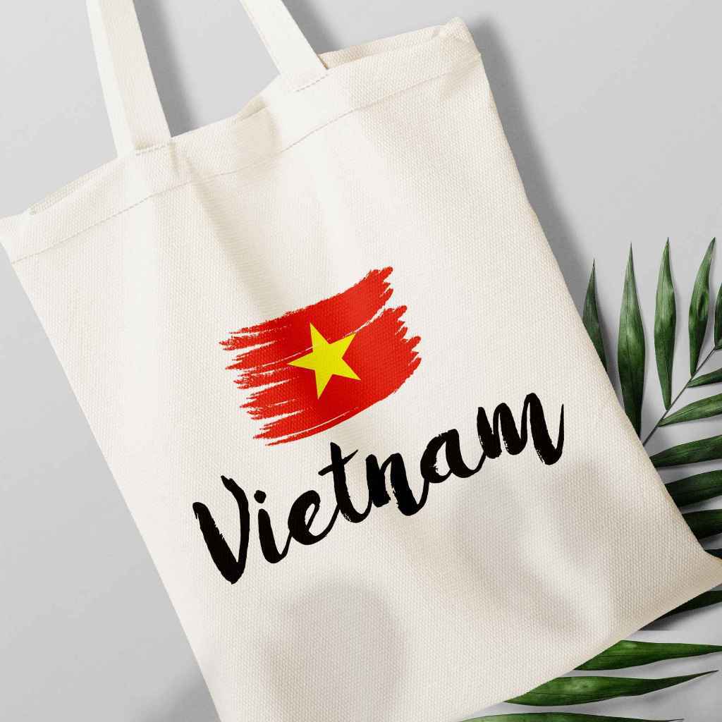 Túi vải tote in hình Tôi Yêu Việt Nam Túi vải canvas đi chơi đi học thời trang dài 35x40 tota014