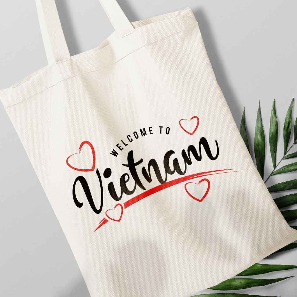 Túi vải tote in hình Tôi Yêu Việt Nam Túi vải canvas đi chơi đi học thời trang dài 35x40 tota014