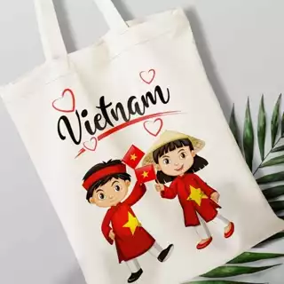 Túi vải tote in hình Tôi Yêu Việt Nam Túi vải canvas đi chơi đi học thời trang dài 35x40 tota014