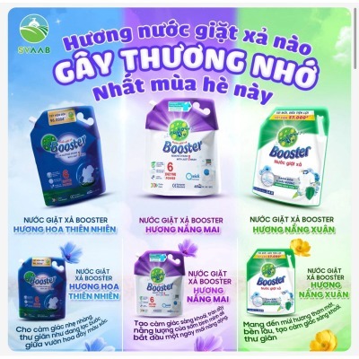 Thùng 4 túi Nước giặt xả Booster hương hoa thiên nhiên - Hàng chính hãng