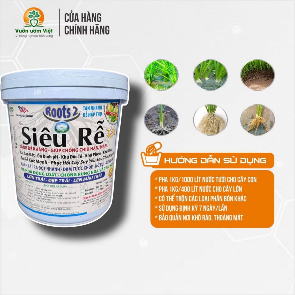 Xô 8Kg - Phân bón hữu cơ đậm đặc SIÊU RỄ ROOTS 2 tăng trưởng cây, giải độc, phục hồi cây mạnh mẽ