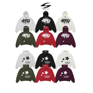 Áo Khoác Nỉ Bông In Nổi Boxy THREE STARS Unisex_SSSTore.Aesthetic