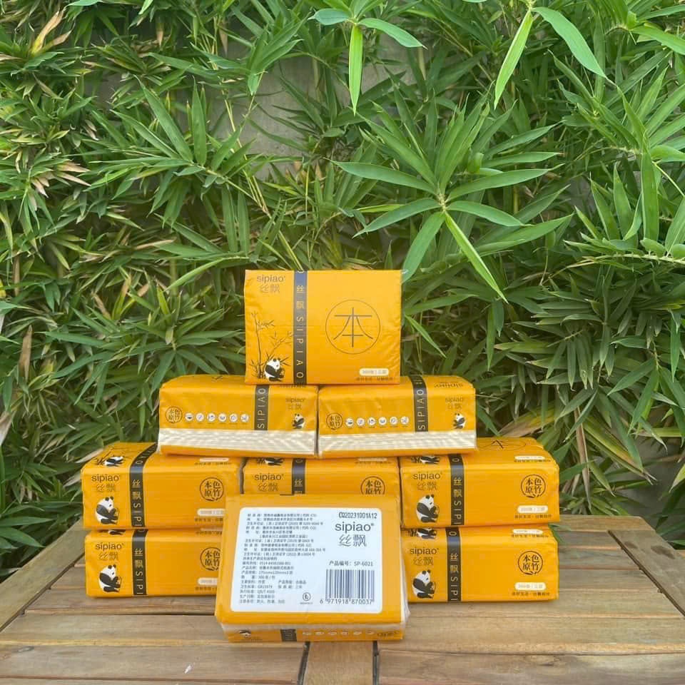 Thùng 30 gói giấy ăn gấu trúc SIPIAO nội địa trung giấy siêu dai mềm mịn không chất tẩy trắng