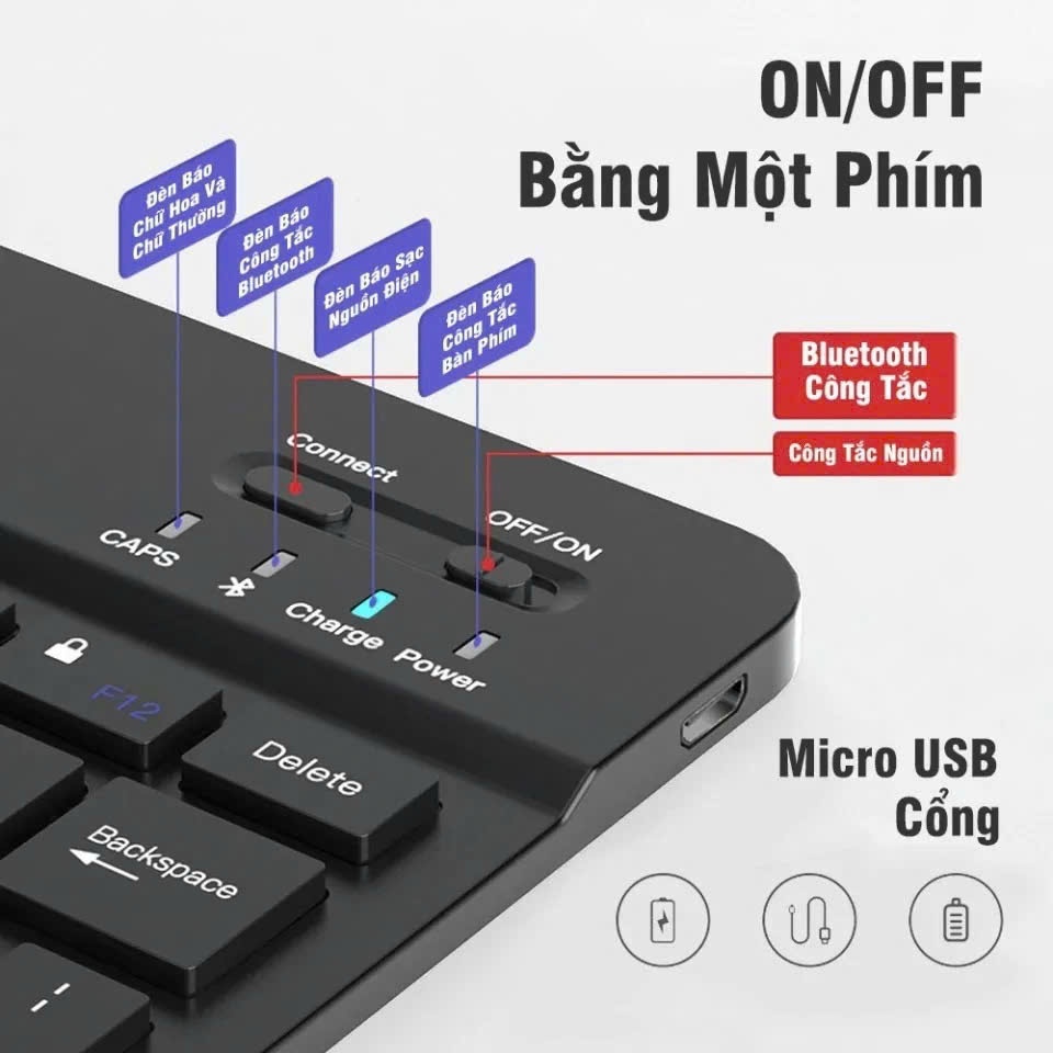 Bàn phím Bluetooth 10 inch Bluetooth 5.0 phạm vi kết nối hiệu quả 10 mét kèm theo chuột Bộ sản phẩm | BigBuy360 - bigbuy360.vn