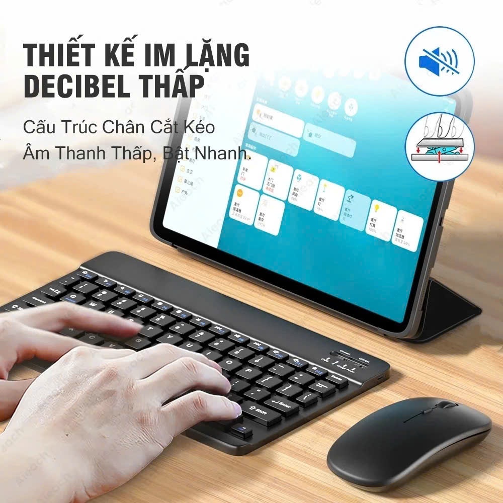 Bàn phím Bluetooth 10 inch Bluetooth 5.0 phạm vi kết nối hiệu quả 10 mét kèm theo chuột Bộ sản phẩm | BigBuy360 - bigbuy360.vn