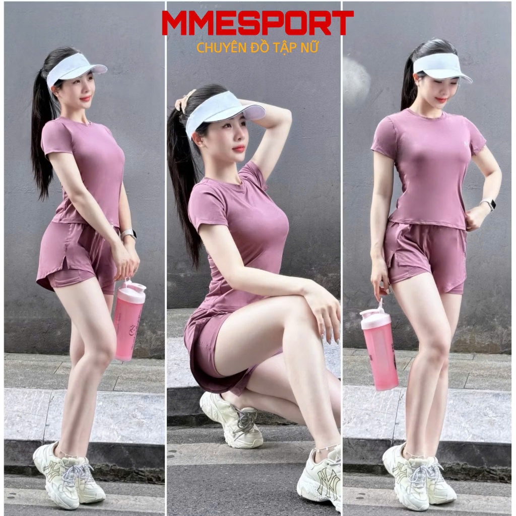 [Có túi] Đồ Tập Gym Chạy Bộ Nữ, Nhảy Aerobic, Đi Bộ Thể Thao Nữ Chất Thun Lạnh Mát. Mmesport
