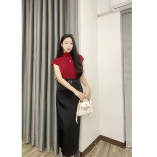 Chân váy A công sở trẻ trung, chất chéo hàn dầy dặn, không bai không xù không nhăn, tặng kèm thắt lưng da thời trang