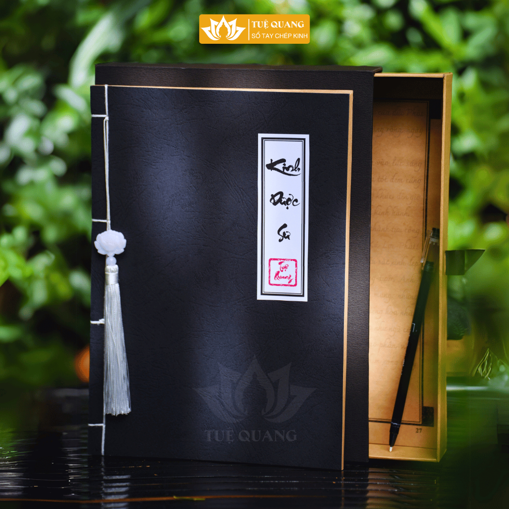Sổ chép Kinh Combo 2 quyển vở chép Kinh In Mờ Giấy Cổ Cao Cấp (Tặng Bút, Ngòi bút, Vòng) - Tuệ Quang