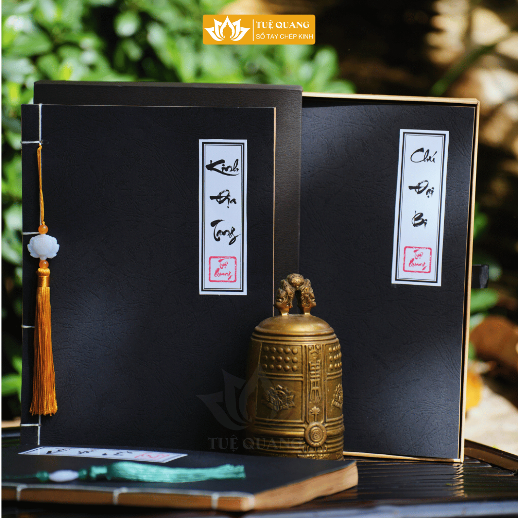 Sổ chép Kinh Combo 5 quyển vở chép Kinh In Mờ Giấy Cổ Cao Cấp (Tặng Bút, Ngòi bút, Vòng) - Tuệ Quang