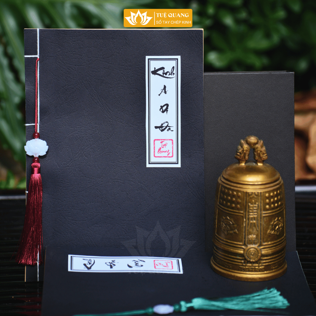 Sổ chép Kinh Combo 5 quyển vở chép Kinh In Mờ Giấy Cổ Cao Cấp (Tặng Bút, Ngòi bút, Vòng) - Tuệ Quang