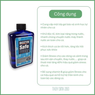 Biozym Safe Water - Xử Lý Nước Mới, Khử Clo, Amoniac Và Kim Loại Nặng Cho Hồ Cá