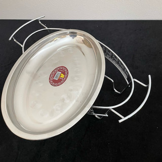 Khay cá inox bầu dục chân cồn khay om khay cá khay cá om dưa