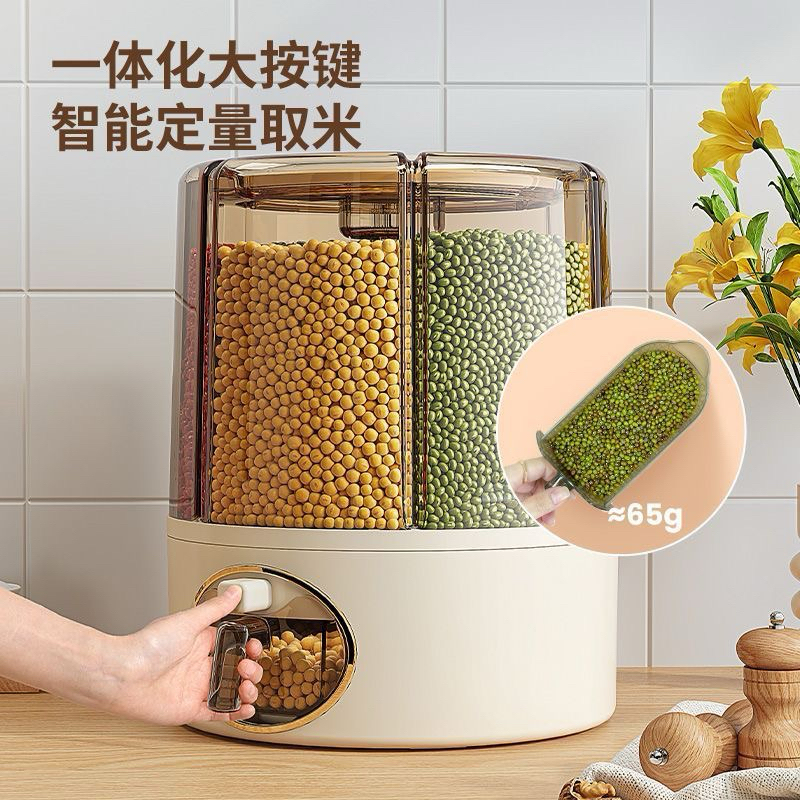 Thùng Đựng Gạo, Đồ Khô Nhiều Ngăn, Dễ Dàng Xoay