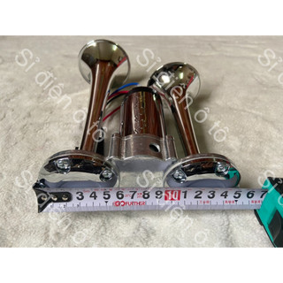 Còi sinh hơi 2 loa mạ crom điện 12v và 24v