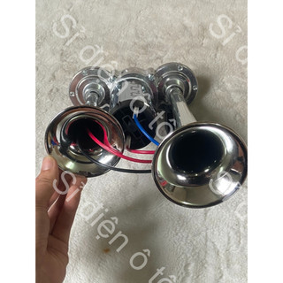 Còi sinh hơi 2 loa mạ crom điện 12v và 24v
