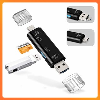 Đầu Đọc Thẻ Nhớ 5 Trong 1 Type-C/ TF/USB 2.0/USB/Micro USB – Hỗ Trợ Thẻ TF Cho Android, Laptop, PC