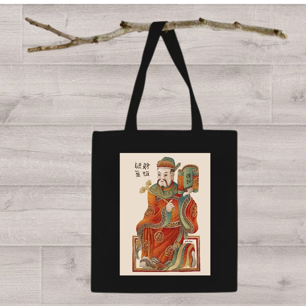 Túi tote vải đen túi vải canvas in hình vải canvas tranh dân gian Việt Nam đựng đồ đi chơi đi học thời trang totb03