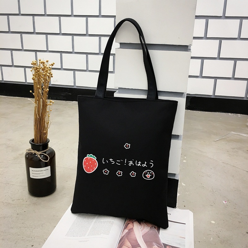 Túi tote vải đen có khóa túi vải canvas đựng đồ - Túi vải canvas đi chơi đi học thời trang hàn quốc 35x40 totb01