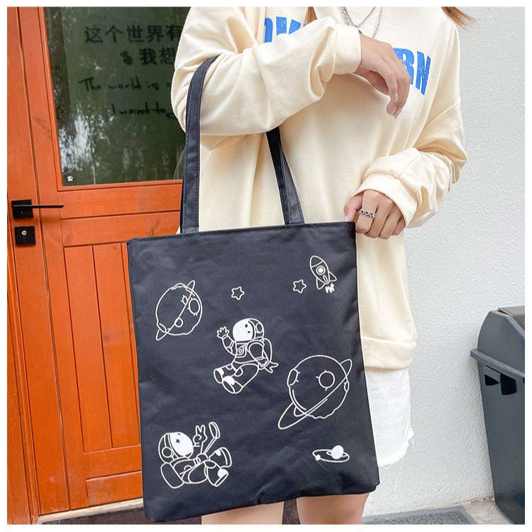 Túi tote vải đen có khóa túi vải canvas đựng đồ - Túi vải canvas đi chơi đi học thời trang hàn quốc 35x40 totb01