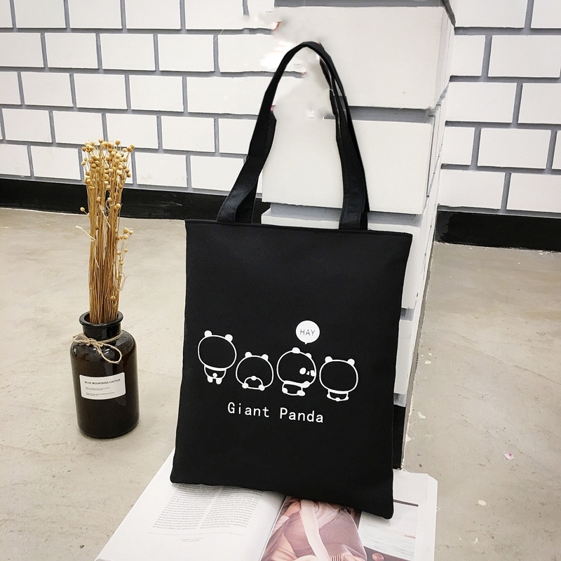 Túi tote vải đen có khóa túi vải canvas đựng đồ - Túi vải canvas đi chơi đi học thời trang hàn quốc 35x40 totb01