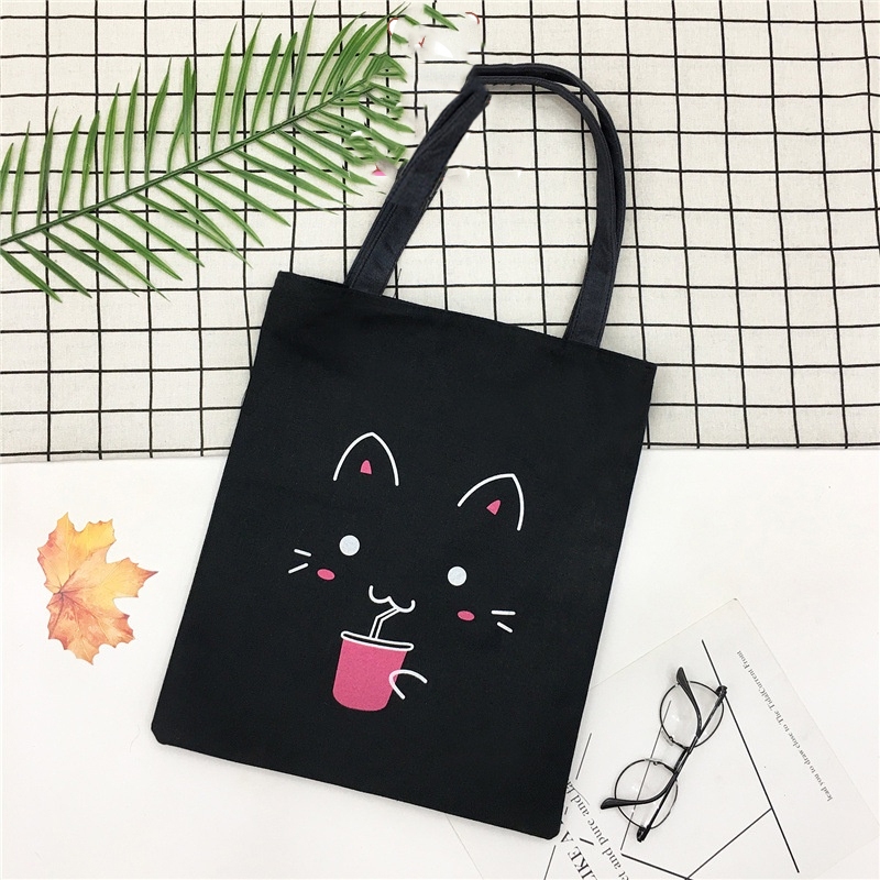 Túi tote vải đen có khóa túi vải canvas đựng đồ - Túi vải canvas đi chơi đi học thời trang hàn quốc 35x40 totb01